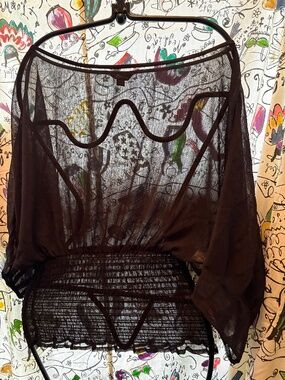 Guess poly sheer peasant top